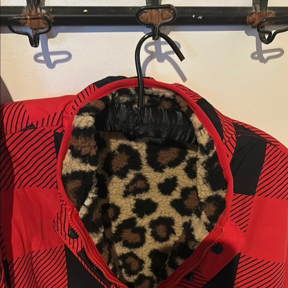 Simply Southern Red and Black Plaid Puffer Jacket - Picture 5 of 6